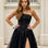 nerise formal gown tulle one shoulder black front