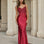 Niki Corset Satin Gown Ruby Front