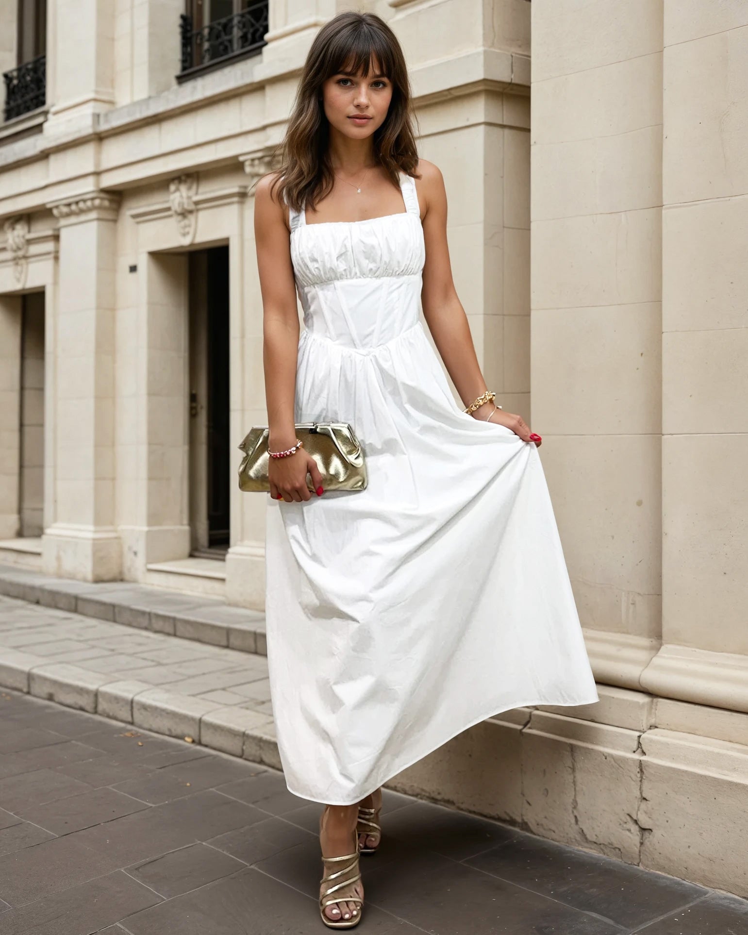 Noemi Halterneck Maxi Dress White Front