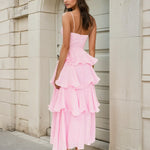 Octavia Layered Maxi Dress Baby Pink Back