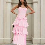Octavia Layered Maxi Dress Baby Pink Front
