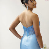 Odette Strapless Corset Gown - Pale Blue