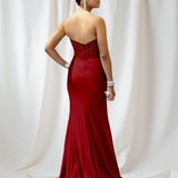 Odette Strapless Corset Gown - Ruby