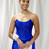 Odette Strapless Corset Gown - Cobalt