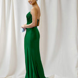 Odette Strapless Corset Gown - Emerald