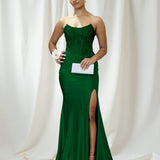 Odette Strapless Corset Gown - Emerald