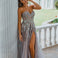 Delilah Beaded Gown Lilac Multi front