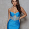 Aurielle Glitter Corset Gown Aqua Front