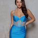 Aurielle Glitter Corset Gown Aqua Front
