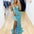 Paige Sequin Gown - Aqua Blue