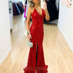 Paige Sequin Gown Red