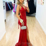 Paige Sequin Gown Red