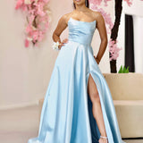 Paola Strapless Gown - Light Blue