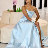 Paola Strapless Gown - Light Blue