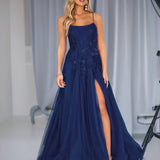 Patrice Corset Tulle Gown - Navy