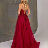 Patrice Corset Tulle Gown - Wine