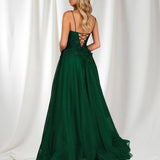 Patrice Corset Tulle Gown - Emerald