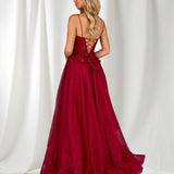 Patrice Corset Tulle Gown - Wine