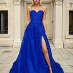 Paula Corset Tulle Ball Gown Cobalt Front