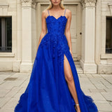 Paula Corset Tulle Ball Gown Cobalt Front