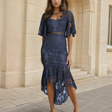 Reyna Lace Midi Dress - Steel Blue [EXCLUSIVE]
