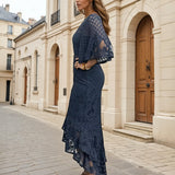 Reyna Lace Midi Dress - Steel Blue [EXCLUSIVE]
