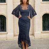 Reyna Lace Midi Dress - Steel Blue [EXCLUSIVE]