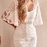 Reyna Lace Midi Dress - White