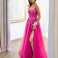 Iris Corset Sequin Tulle Gown - Fuchsia