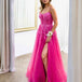 Iris Corset Sequin Tulle Gown - Fuchsia