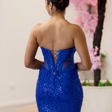 Rita Strapless Corset Gown - Blue