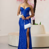 Rita Strapless Corset Gown - Blue