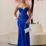 Rita Strapless Corset Gown - Blue