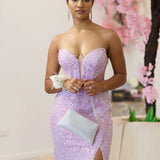 Rita Strapless Corset Gown - Lilac