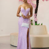 Rita Strapless Corset Gown - Lilac