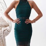 Rivers Midi Lace Dress - Emerald Green