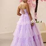 Rosamund Layered Tulle Gown - Lilac