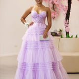 Rosamund Layered Tulle Gown - Lilac