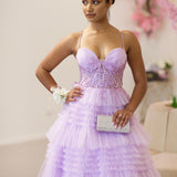 Rosamund Layered Tulle Gown - Lilac