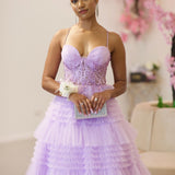 Rosamund Layered Tulle Gown - Lilac