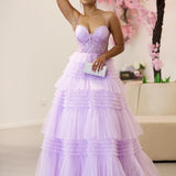 Rosamund Layered Tulle Gown - Lilac