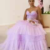 Rosamund Layered Tulle Gown - Lilac