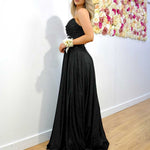 Rosie Strapless Glitter Gown - Black