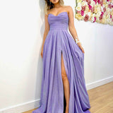 Rosie Strapless Glitter Gown - Violet