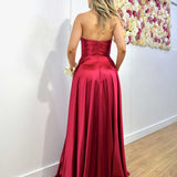 Rosie Strapless Satin Gown - Ruby