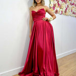 Rosie Strapless Satin Gown - Ruby