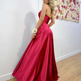 Rosie Strapless Satin Gown - Ruby