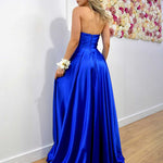 Rosie Strapless Satin Gown - Royal