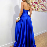 Rosie Strapless Satin Gown - Royal