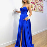 Rosie Strapless Satin Gown - Royal